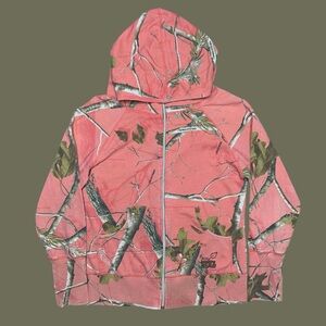 Vintage Y2K Red Camo Zip Up Hoodie